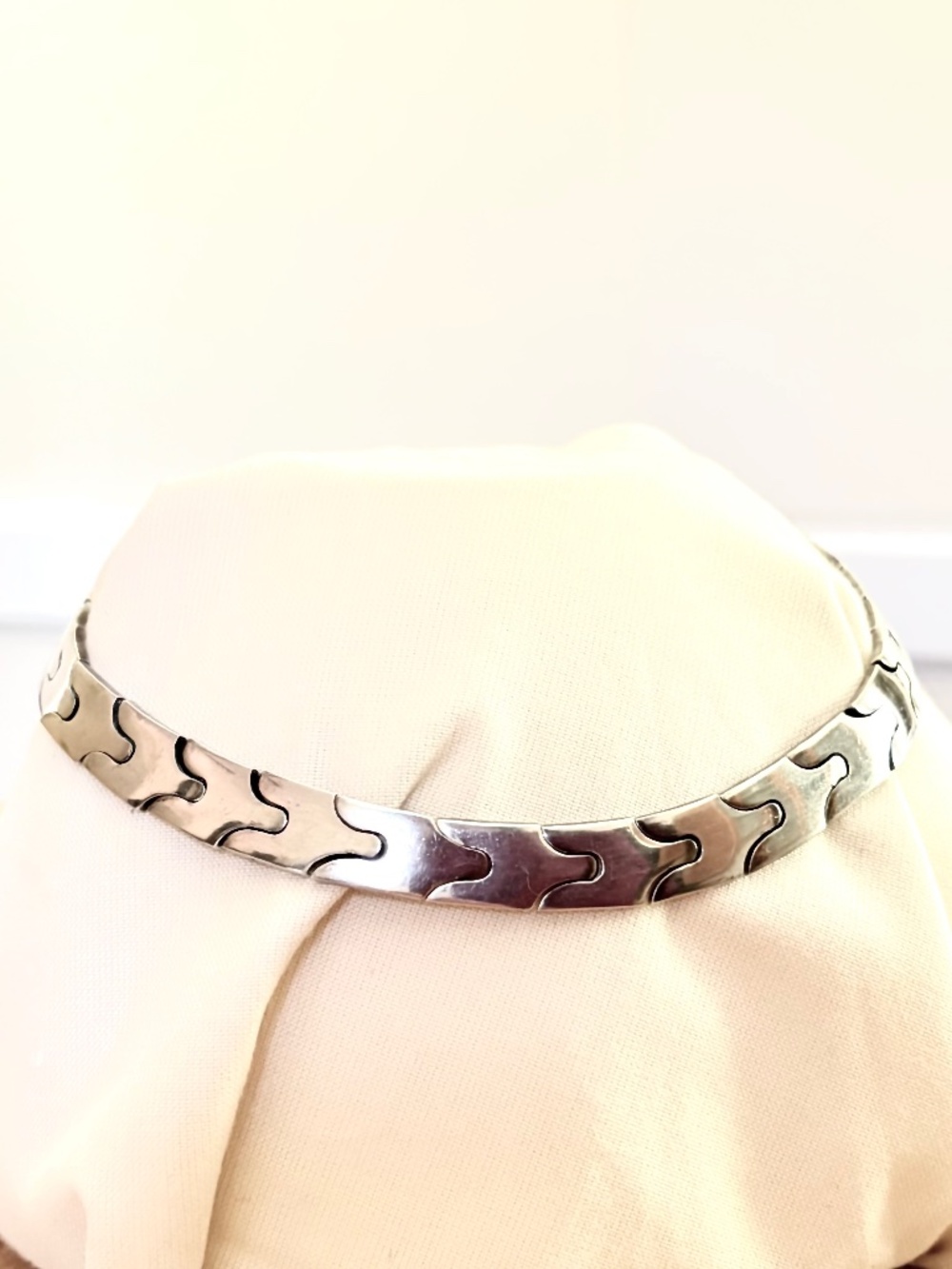 Vintage TAXCO 925 Sterling Silver Puzzle Collar Necklace -  14.5” - 925 Silver